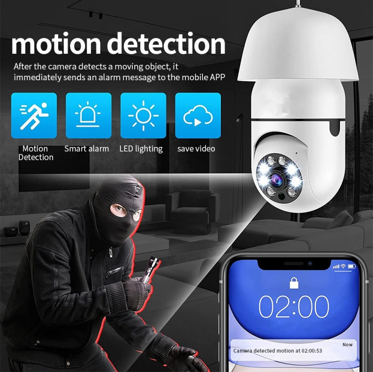 A6 2MP HD Light Bulb WiFi Camera Support Motion Detection/Two-way Audio/Night Vision/TF Card, With 32G Memory Card A6 2MP HD Light Bulb WiFi Camera Support Motion Detection/Two-way Audio/Night Vision/TF Card, With 32G Memory Card